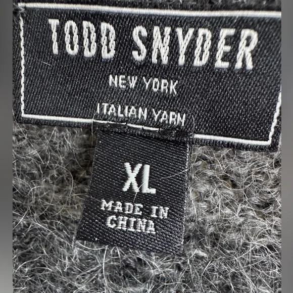 Todd Snyder Mohair Wool Charcoal and Gray Striped Cardigan